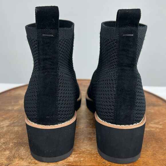Eileen Fisher Boots Wm 6.5 M Black Knit Sock Wedge Ankle Bootie London Stretch - Picture 4 of 11